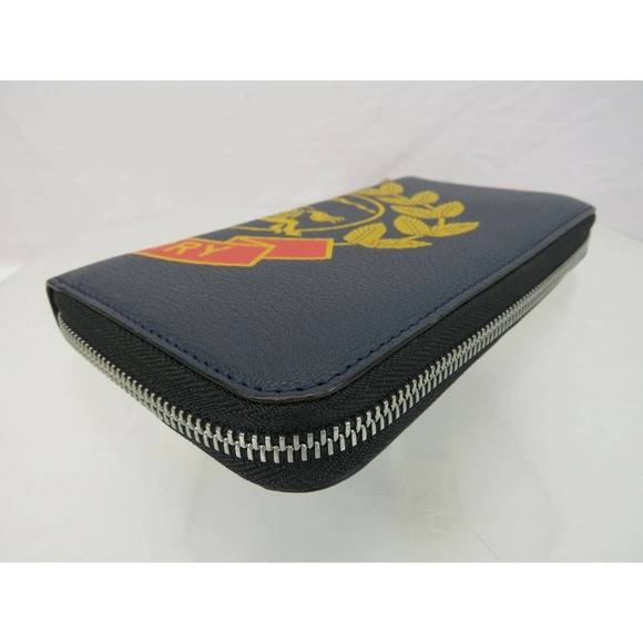 NWT BURBERRY 8005979 STORM BLUE LEATHER CREST LOGO ZIP CONTINENTAL WALLET $640 - Picture 9 of 12
